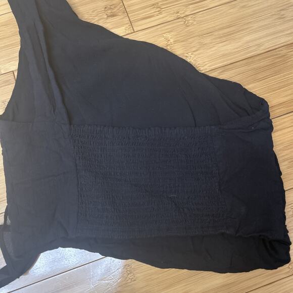 Free People Black One-Shoulder Ruffle Tank Top Edgy Festival Edgy Sz XL - Picture 5 of 6